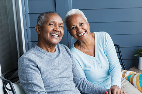 Photo of a married couple smiling. Link to Life Stage Gift Planner Over Age 65 Situations.